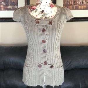 Papaya Chunky Short Sleeve Sweater w/double tabs